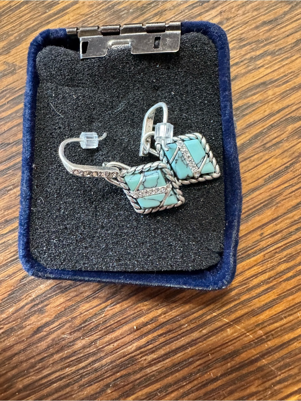 Montana Silversmiths Turquoise Square Drop Earrings with Silver Accents